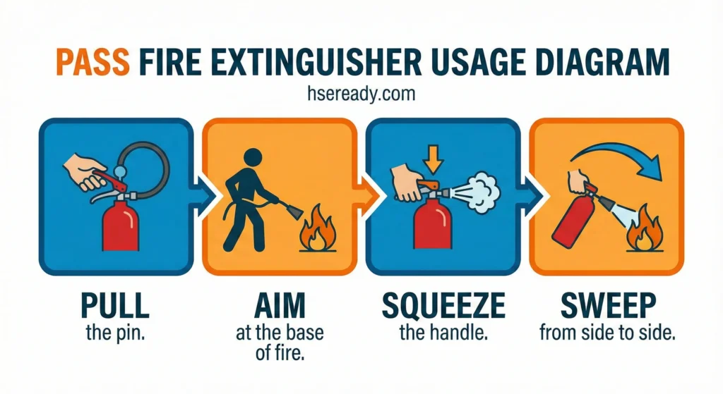 PASS fire extinguisher method steps